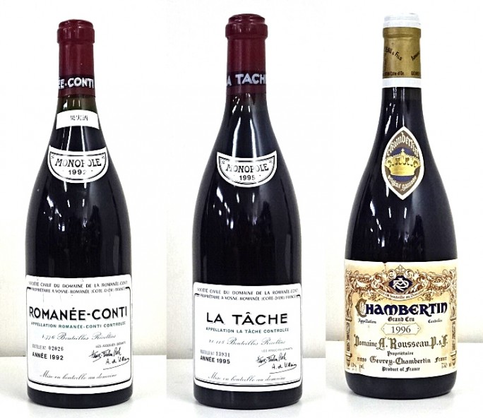 DRC ロマネコンティ 1992,DRC ラターシュ 1995,A.Rousseau シャンベルタン 1996