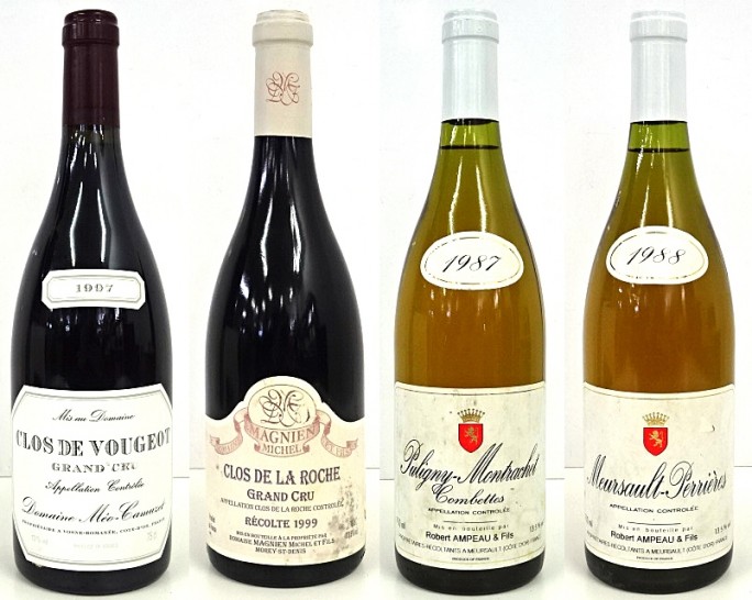 メオ カミュゼ クロ ヴージョ 1997,ミシェルマニャン クロドラロシュ 1999年,ロベール アンポー ピュリニー モンラッシェ コンベット 1987,ロベール アンポー ムルソー ペリエール 1988