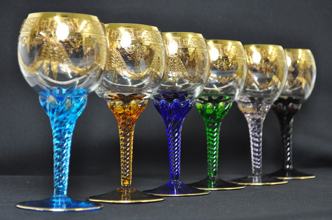 イタリア　ベネチアングラス　ワイングラス　6脚セット
